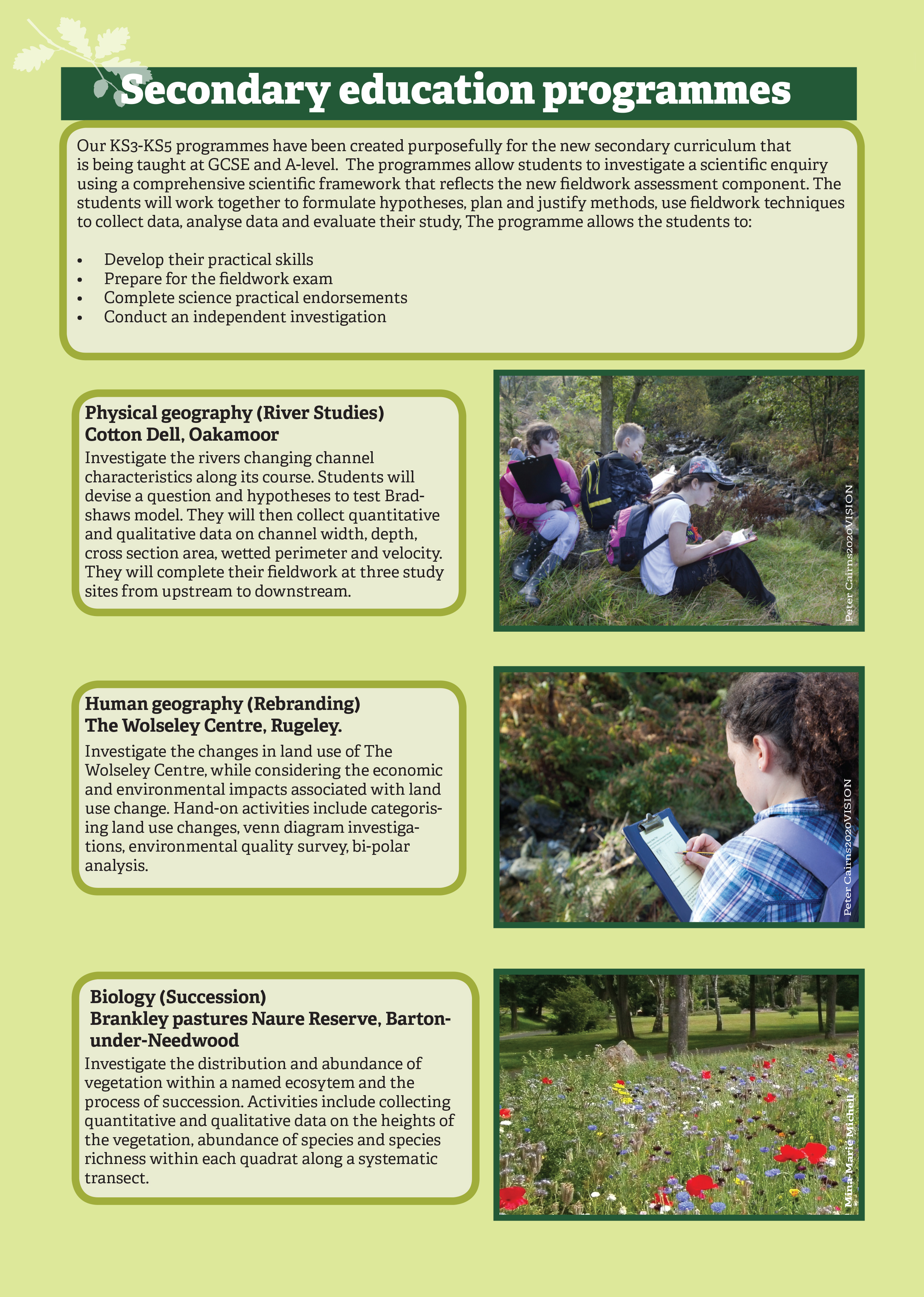 gcse and a level fieldwork staffordshire wildlife trust which statement belongs in the perimeter section of the venn diagram