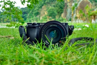 Camera on grass