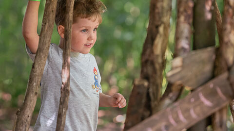Boy building den Playday 2025 by Susan Freeman