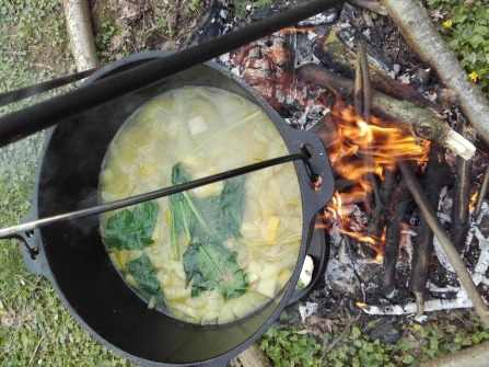 Leek and Potato Soup with Stinging Nettle